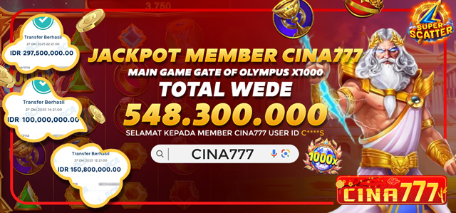 JACKPOT MEMBER CINA777 GATES OF OLYMPUS X1000